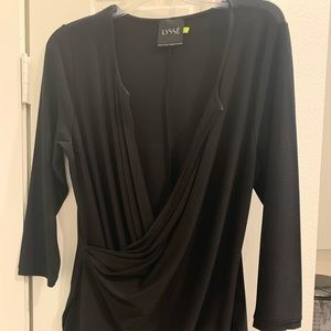 Lysse Black Wrap Top with Side Slits